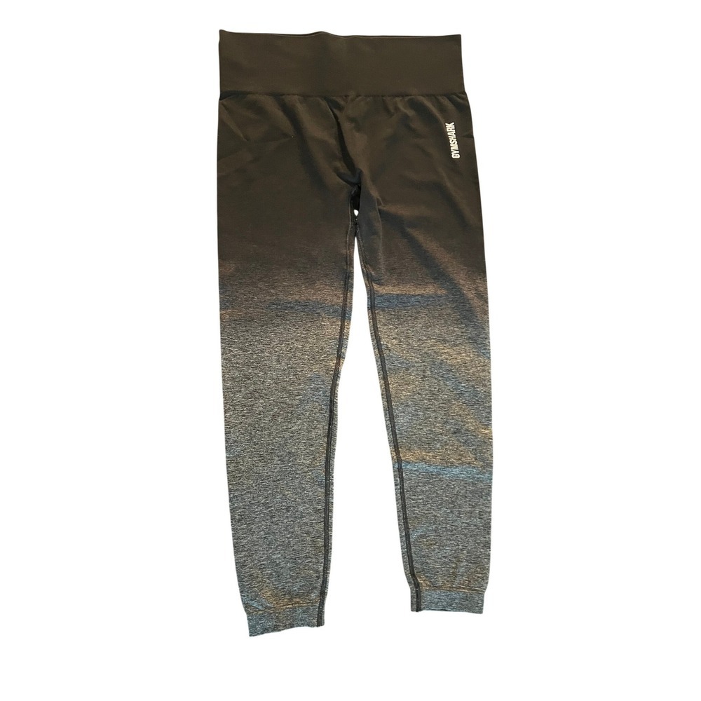 Gymshark Adapt Ombre Seamless Leggings Black Grey Marl High Waist Large (1076)